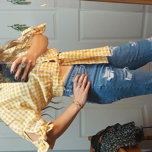 The Fifth Label Yellow Gingham Crop Top Daisy Duke Vibes Nwot